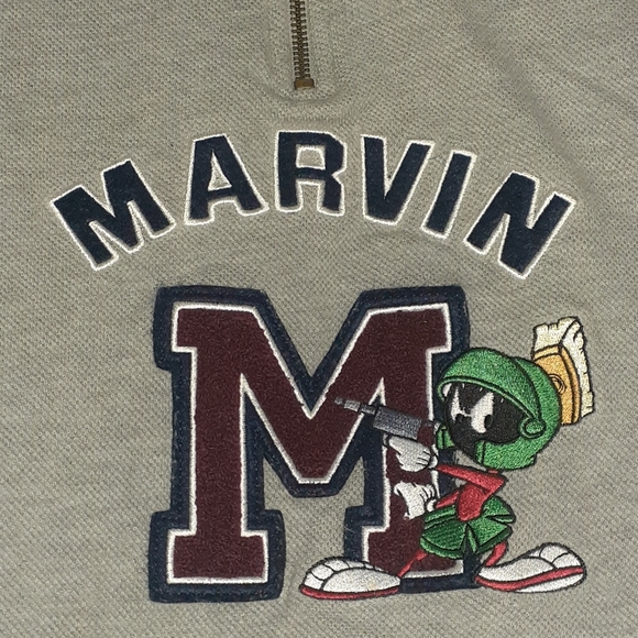 1998 Marvin The Martian Zipper Sweatshirt Vintage 90s Looney Tunes Warner Bros - Picture 2 of 5